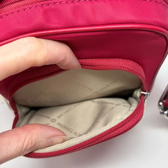 Michael Kors NWT Raspberry Nylon Crossbody and Greenwich Pink Zebra Wallet Set - Picture 7 of 11